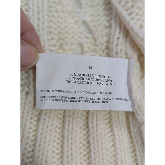 Ivory Bat Wing Cable Knit Cardigan w/Hidden Metal Snaps Size Medium by Nine West - Picture 6 of 11